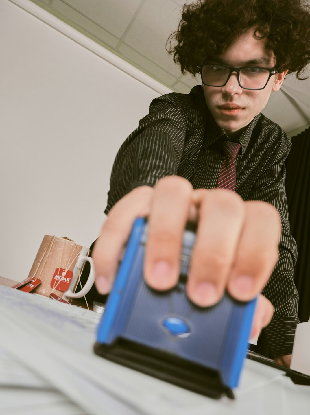 person scanning documents